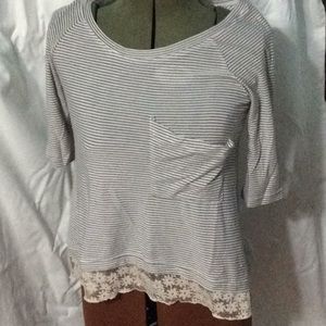 Hazel short sleeve lace trimmed sweater